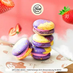 " Craving something sweet to go with your refreshing drink? Indulge in our delicious macarons - the perfect pairing for that juicy sip!