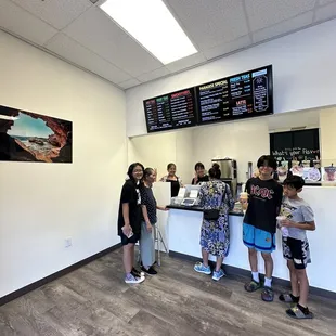 customers waiting in line at the counter