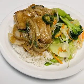 Spicy Lemongrass Fish Over Rice