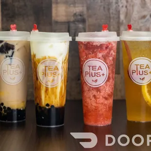 four different flavors of tea plus