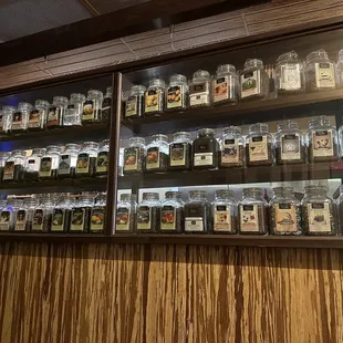 a display of various types of tea