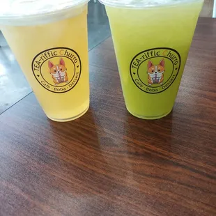 Kumquat gren tea and fresh sugar cane.