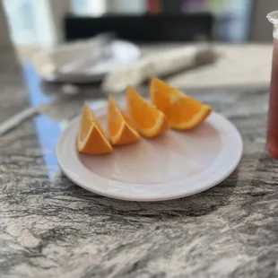 Complementary orange slices after our meal