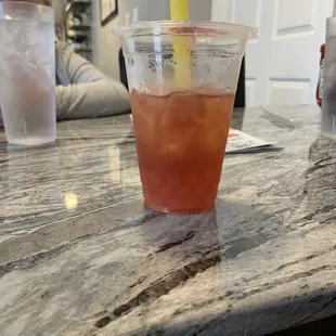 Strawberry boba tea with strawberry boba