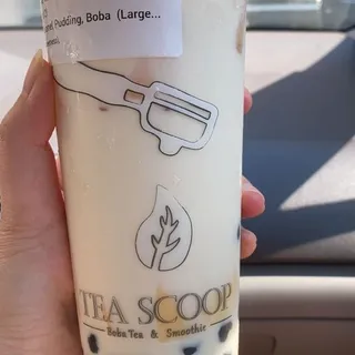 Milk with Caramel, Pudding and Boba
