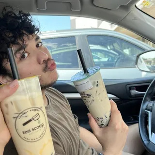 Milk with Caramel, Grass Jelly and Boba