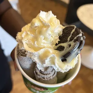 Rolled Ice Cream with condensed milk!
