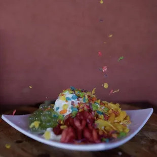 Shaved Snow with Cereal, Popping Boba, Mochi, and Fruit Bits