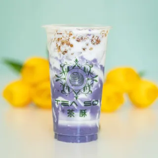 Fresh Purple Yam Peach Gum Milk Latte