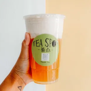 lychee tea with cheese foam