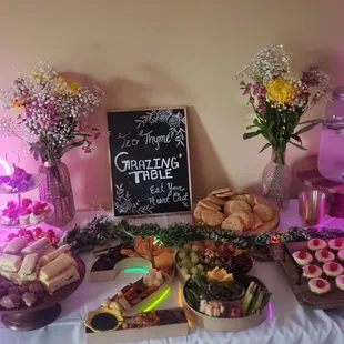 Grazing table for our clients 28th birthday party. Her theme was glow party.