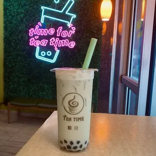 Jasmine Tea Time Signature Iced Milk Tea with boba