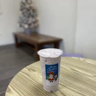 a cup of coffee on a table