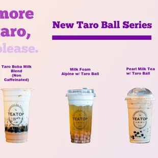 New Taro Ball series, taro taste with texture of mochi and tapioca