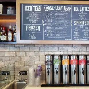 Nice selection of iced teas, loose-leaf teas, and tea drinks