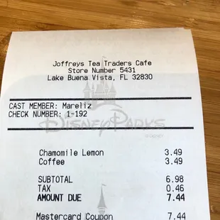 $3.50 for a cup of tea or coffee