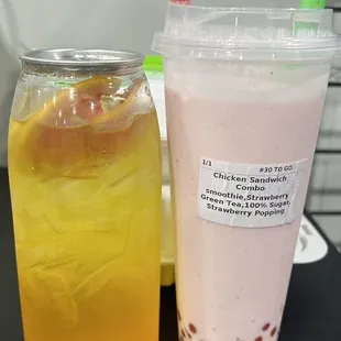 Smoothie and soda.