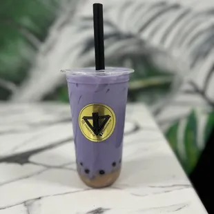 Taro with boba and taro chunks