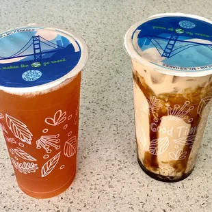 Guava mango green tea | Tiger milk tea w/ crystal boba