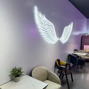 Nice decor and seating area