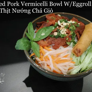 Grilled Pork Vermicelli Bowl W/Eggroll