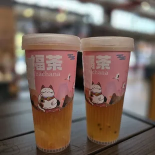 Peach Grapefruit Peach Oolong Tea with Grapefruit Jelly and Mango Passion Oolong Tea with Aiyu Jelly