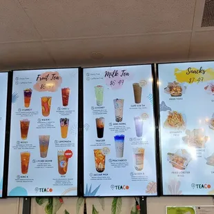 Teaco menu