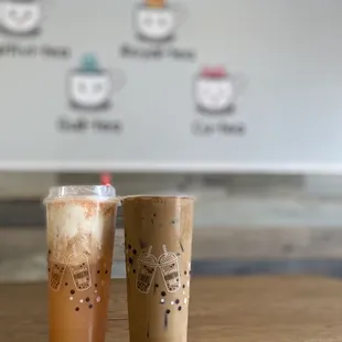 Grapefruit green tea w cheese foam and hazelnut coffee