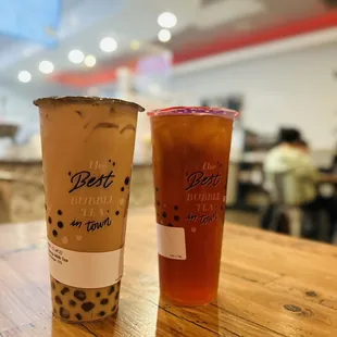 two cups of boba tea