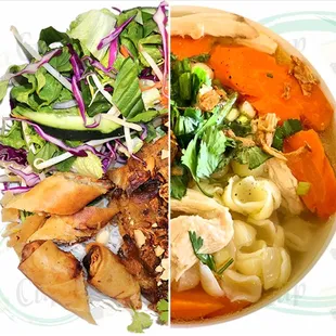 Grilled Pork Vermicelli Salad bowl or Delicious Vietnamese Chicken Soup