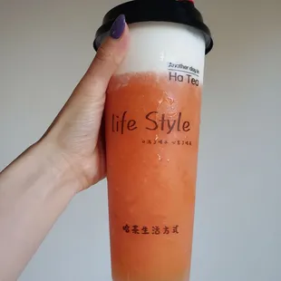 Papaya smoothie with cheese creama (it's real papaya people.)