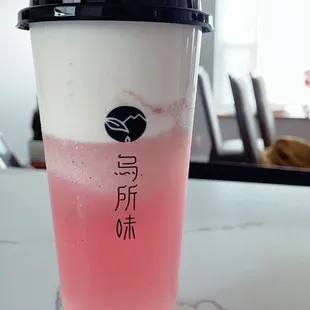 F1. Lychee &amp; Dragon Fruit Smoothie with Cheese Creama