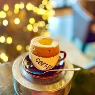 Hot egg coffee, must try!