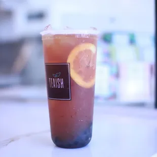 Orange Guava Black Tea with boba