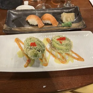 Dragon balls with salmon sushi