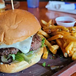 The Kobe burger and Garlic Fries. So good!