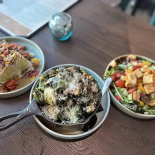 BLT wedge, Brussels sprouts and Teak salad. All 10/10!! Esp the brussel sprouts- a must have