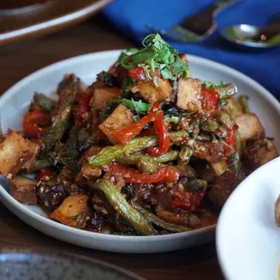Fiery Braised Tofu (Tofu wok-tossed with mixed vegetables &amp; five spice &quot;sweet heat&quot; sauce)