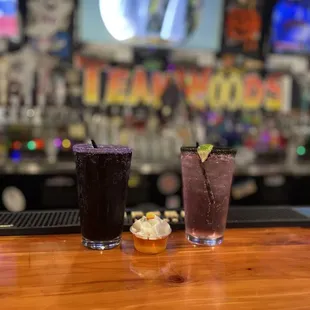 two cocktails on the bar