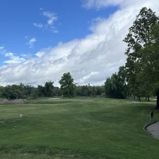 14th hole. Rain completely cleared at this point. Cleared the water. Course drained fast. Fun to have private course for my group of 4