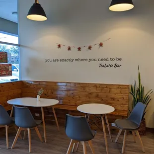 tables and chairs in a restaurant