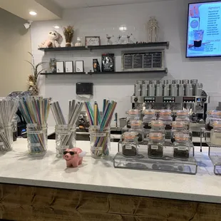 a variety of items on the counter