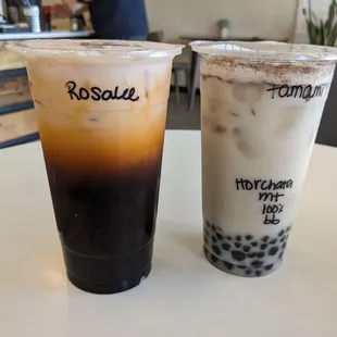 Thai coconut milk tea and horchata milk tea