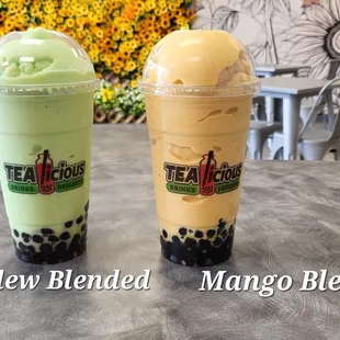 Honeydew Blended and Mango Blended both with Tapioca Boba