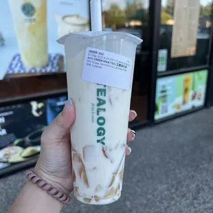 Cold Aiyu Green Milk Tea