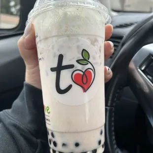 Strawberry Horchata with Boba