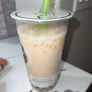 Rose milk tea with boba $6.20