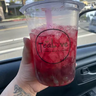 Pomegranate &amp; Hibiscus Juice (w/ green apple popping boba &amp; aiju jelly)