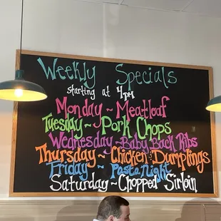 Weekly dinner specials