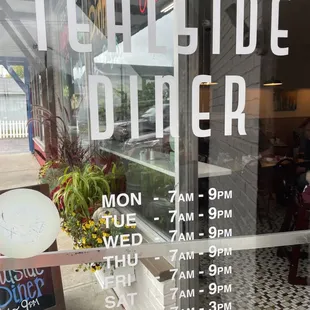 a sign in the window
